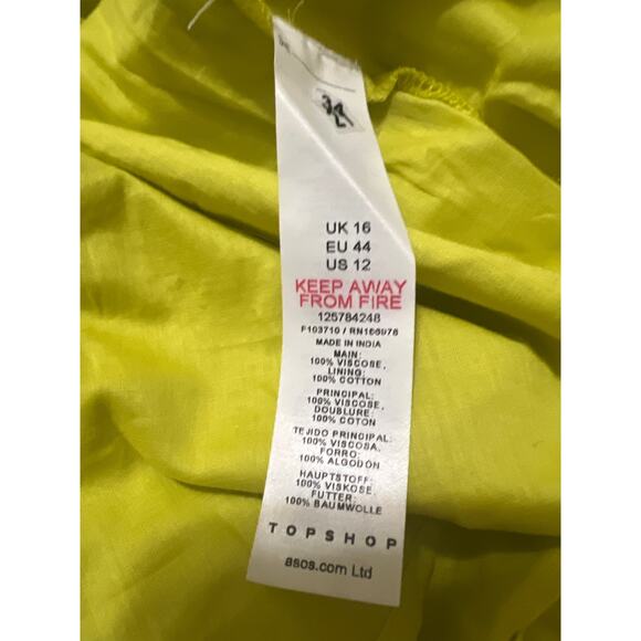Topshop Channeled Mini Dress in Chartreuse NWT Size 12 - Picture 10 of 11